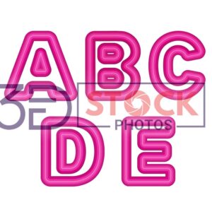 3D Capital Alphabets with Pink and Grey Color A