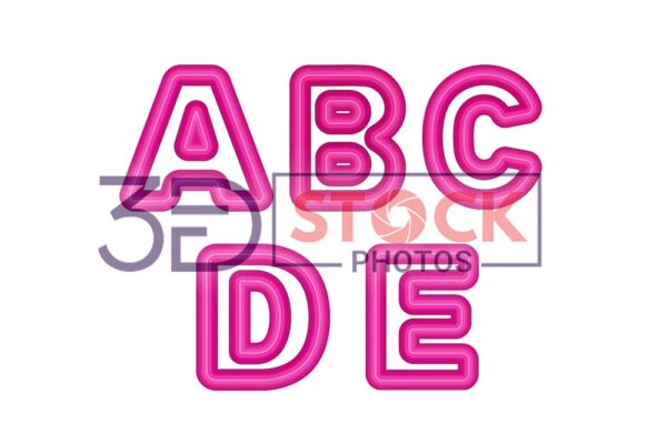 3D Capital Alphabets with Pink and Grey Color A