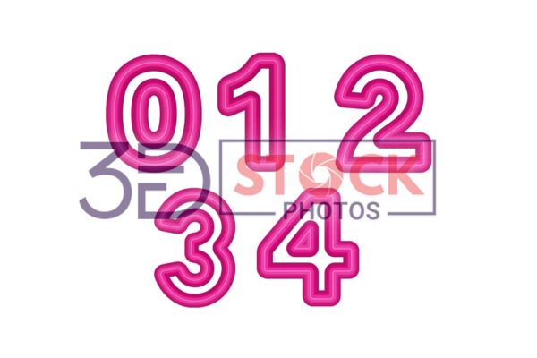 3D Numbers with Pink and Grey Color A