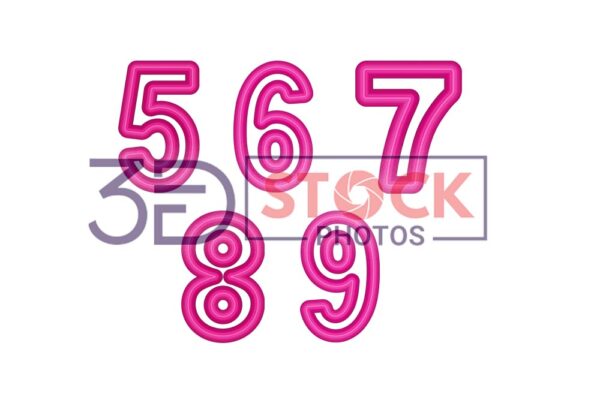 3D Numbers with Pink and Grey Color B