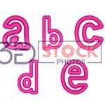 3D Small Alphabets with Pink and Grey Color A