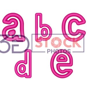 3D Small Alphabets with Pink and Grey Color A