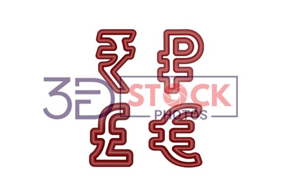 3D Currency Symbols with Dark Red, Chocolate and Grey Color A