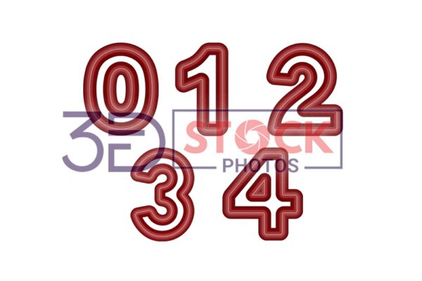 3D Numbers with Dark Red, chocolate and Grey Color A