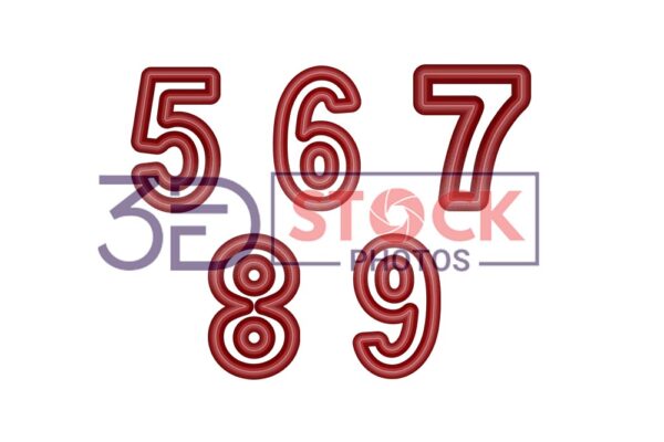 3D Numbers with Dark Red, chocolate and Grey Color B