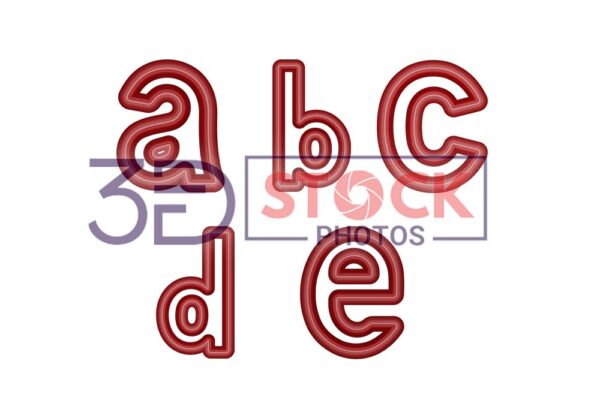 3D Small Alphabets with Dark Red, chocolate and Grey Color A