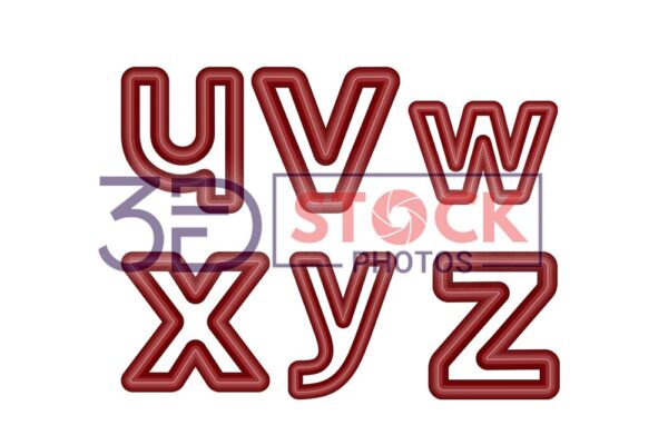 3D Small Alphabets with Dark Red, chocolate and Grey Color E