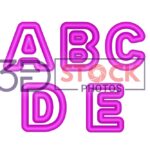 3D Capital Alphabets with Purple Color and Grey Shade A