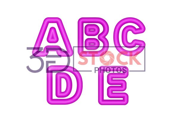 3D Capital Alphabets with Purple Color and Grey Shade A