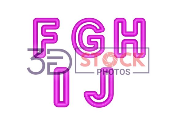 3D Capital Alphabets with Purple Color and Grey Shade B