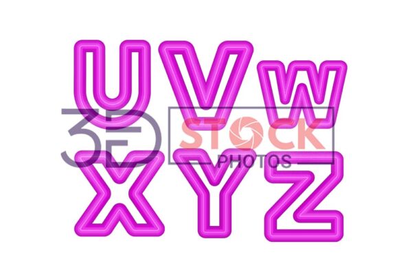 3D Capital Alphabets with Purple Color and Grey Shade E