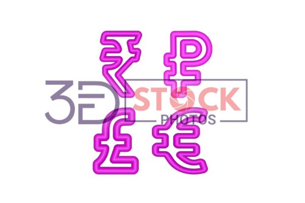 3D Currency Symbols with purple Color and Grey Shade A