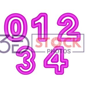 3D Numbers with purple Color and Grey Shade A