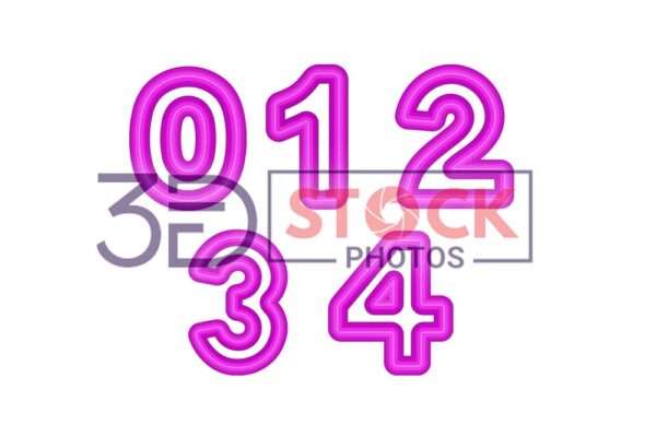 3D Numbers with purple Color and Grey Shade A