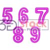 3D Numbers with purple Color and Grey Shade B