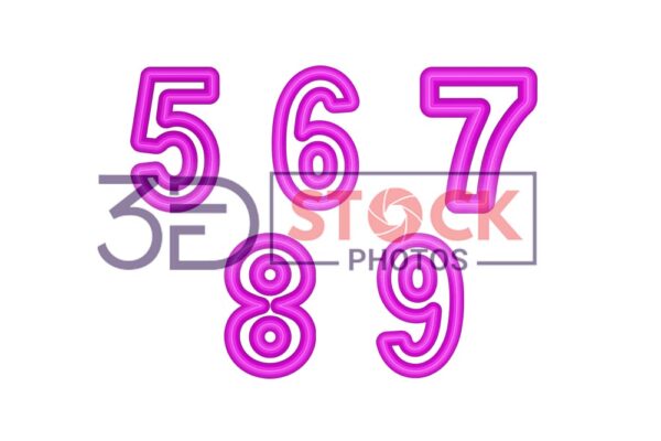 3D Numbers with purple Color and Grey Shade B