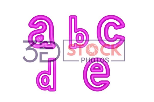 3D Small Alphabets with purple Color and Grey Shade A