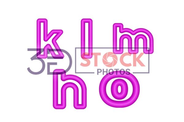 3D Small Alphabets with purple Color and Grey Shade C