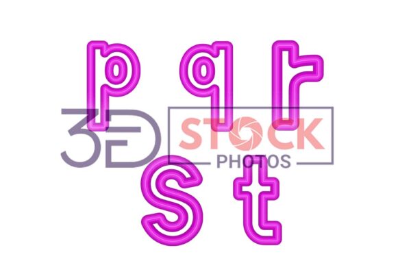 3D Small Alphabets with purple Color and Grey Shade D