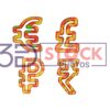 3D Currency Symbols with Gold, Red, Green Mix A