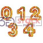 3D Numbers with Gold, Red, Green Mix A