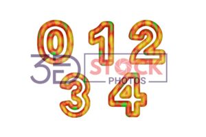 3D Numbers with Gold, Red, Green Mix
