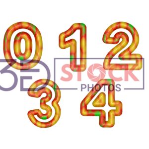 3D Numbers with Gold, Red, Green Mix A