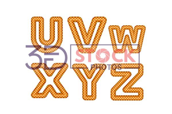 3D Capital Alphabets with Gold, Red, Mixed Checks E