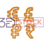 3D Currency Symbols with Gold, Red, Mixed Checks A