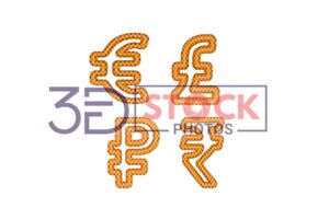 3D Currency Symbols with Gold, Red, Mixed Checks