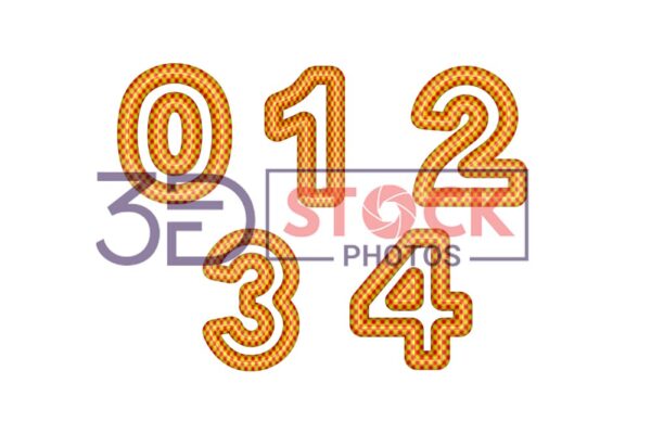 3D Numbers with Gold, Red, Mixed Checks A