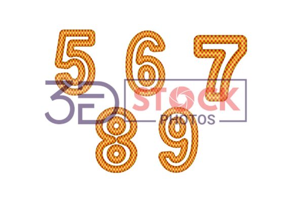 3D Numbers with Gold, Red, Mixed Checks B