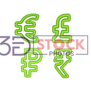 3D Currency Symbols with Gold, Green Mixed Checks A