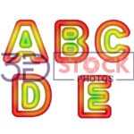 3D Capital Alphabets with Red, Green, Light Yellow Mixed A