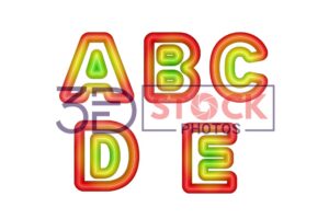 3D Capital Alphabets with Red, Green, Light Yellow Mixed