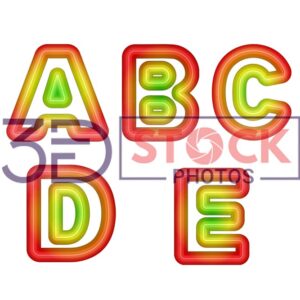 3D Capital Alphabets with Red, Green, Light Yellow Mixed A