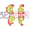 3D Currency Symbols with Red, Green, Light Yellow Mixed A