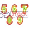 3D Numbers with Red, Green, Light Yellow Mixed B