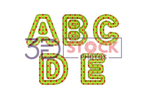 3D Capital Alphabets with Green, Red, yellow Mixed with Diamond Shaped texture A