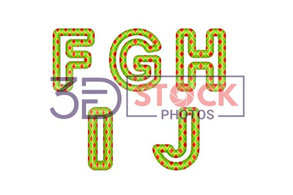 3D Capital Alphabets with Green, Red, yellow Mixed with Diamond Shaped texture B