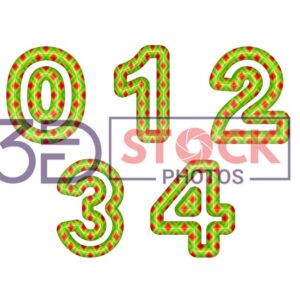 3D Numbers with Green, Red, yellow Mixed with Diamond Shaped texture A