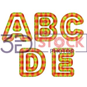 3D Capital Alphabets with Green, Red, yellow Mixed with Circle Shaped texture A