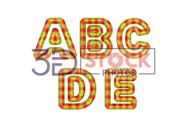 3D Capital Alphabets with Green, Red, yellow Mixed with Circle Shaped texture A