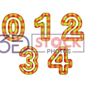 3D Numbers with Green, Red, yellow Mixed with Circle Shaped texture A