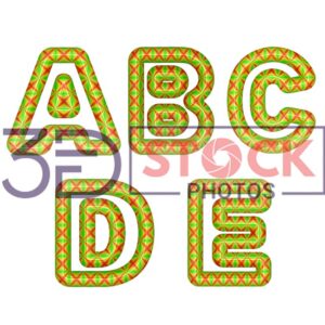 3D Capital Alphabets with Green, Red, yellow Mixed with star shaped texture A