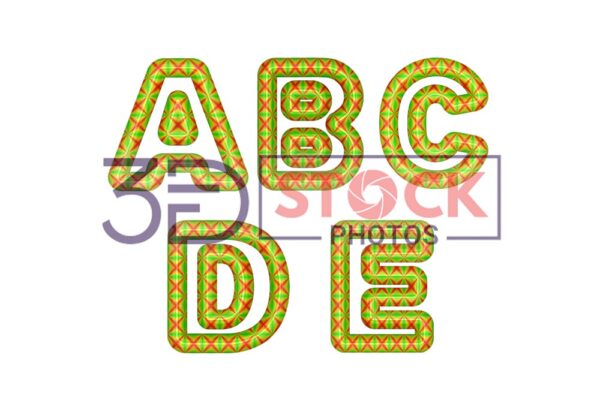 3D Capital Alphabets with Green, Red, yellow Mixed with star shaped texture A