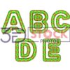 3D Capital Alphabets with Green, Red, yellow Mixed with Rounded Rectangle with inner circle Shapes A