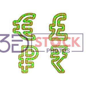 3D Currency Symbols with Green, Red, yellow Mixed with Rounded Rectangle with inner circle shapes A