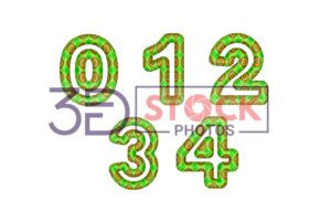 3D Numbers with Green, Red, yellow Mixed with Rounded Rectangle with inner circle Shapes