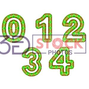 3D Numbers with Green, Red, yellow Mixed with Rounded Rectangle with inner circle Shapes A